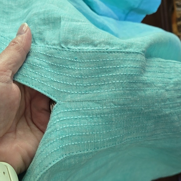 Sigrid Olsen Linen Blouse Light Green Size 1X - Picture 4 of 8